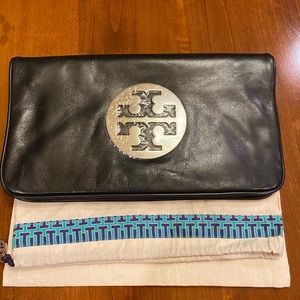 Tory Burch Black/Silver Reva Clutch NWT